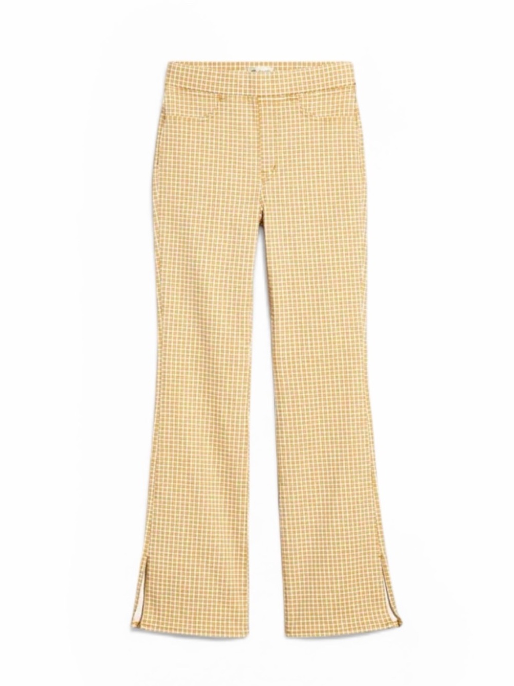 NEW Madewell Pull-On Skinny Flare Jeans in Mini Check Plaid Autumn Gold Yellow - Picture 14 of 14